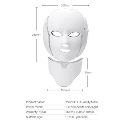 PDT Photon Light LED Face Mask บำรุงผิวหน้าและลำคอ 7 สี